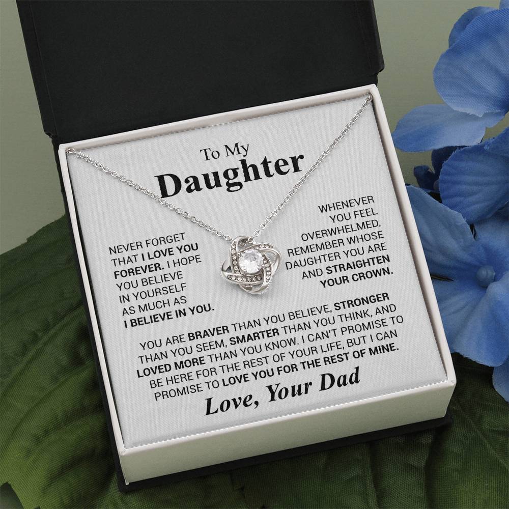 To My Daughter Necklace Gift From Dad, Daughter Graduation Gift, Daughter Necklace, Christmas Daughter Gift, PERFECT GIFT FOR Daughter, Daughter Gift From Dad on Her Birthday, Love Knot Necklace, Daughter Christmas Gift, Daughter Graduation Gift.