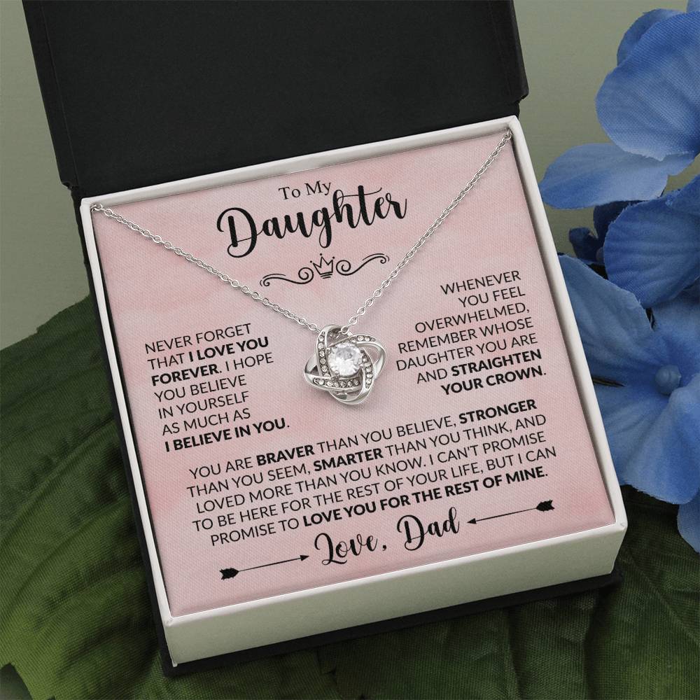 To My Daughter Xmas Necklace, Love Knot Jewelry, Birthday & Valentine's Gift from Father, Dad to Daughter Jewelry, Sentimental Gift