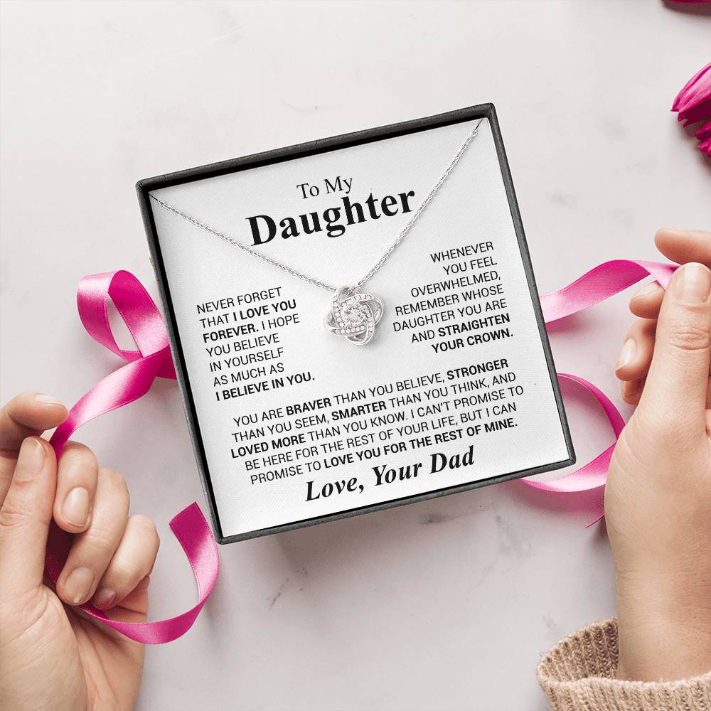 To My Daughter Necklace Gift From Dad, Daughter Graduation Gift, Daughter Necklace, Christmas Daughter Gift, PERFECT GIFT FOR Daughter, Daughter Gift From Dad on Her Birthday, Love Knot Necklace, Daughter Christmas Gift, Daughter Graduation Gift.