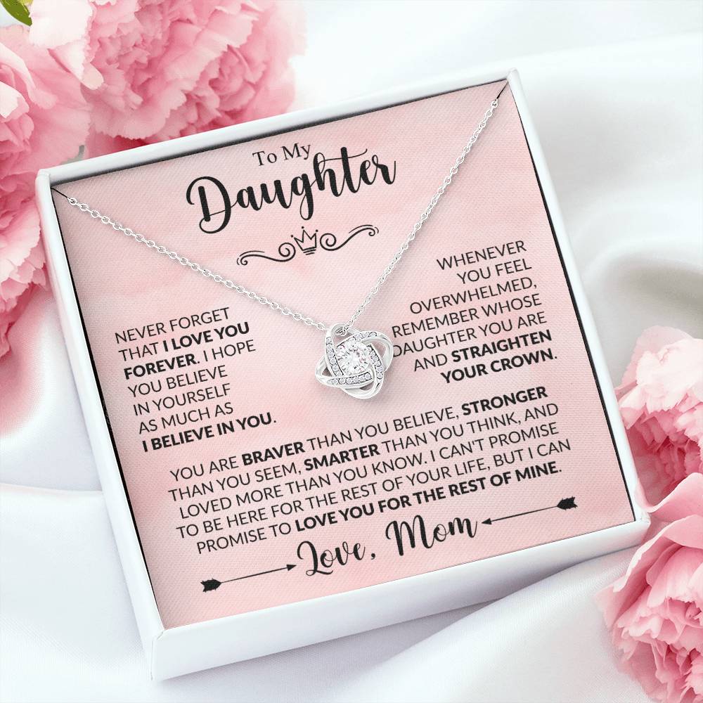 To My Daughter Necklace, Love Knot Gift, Xmas Jewel From Mom, Birthday & Valentine's, Daughter Jewelry, Gift From Mother