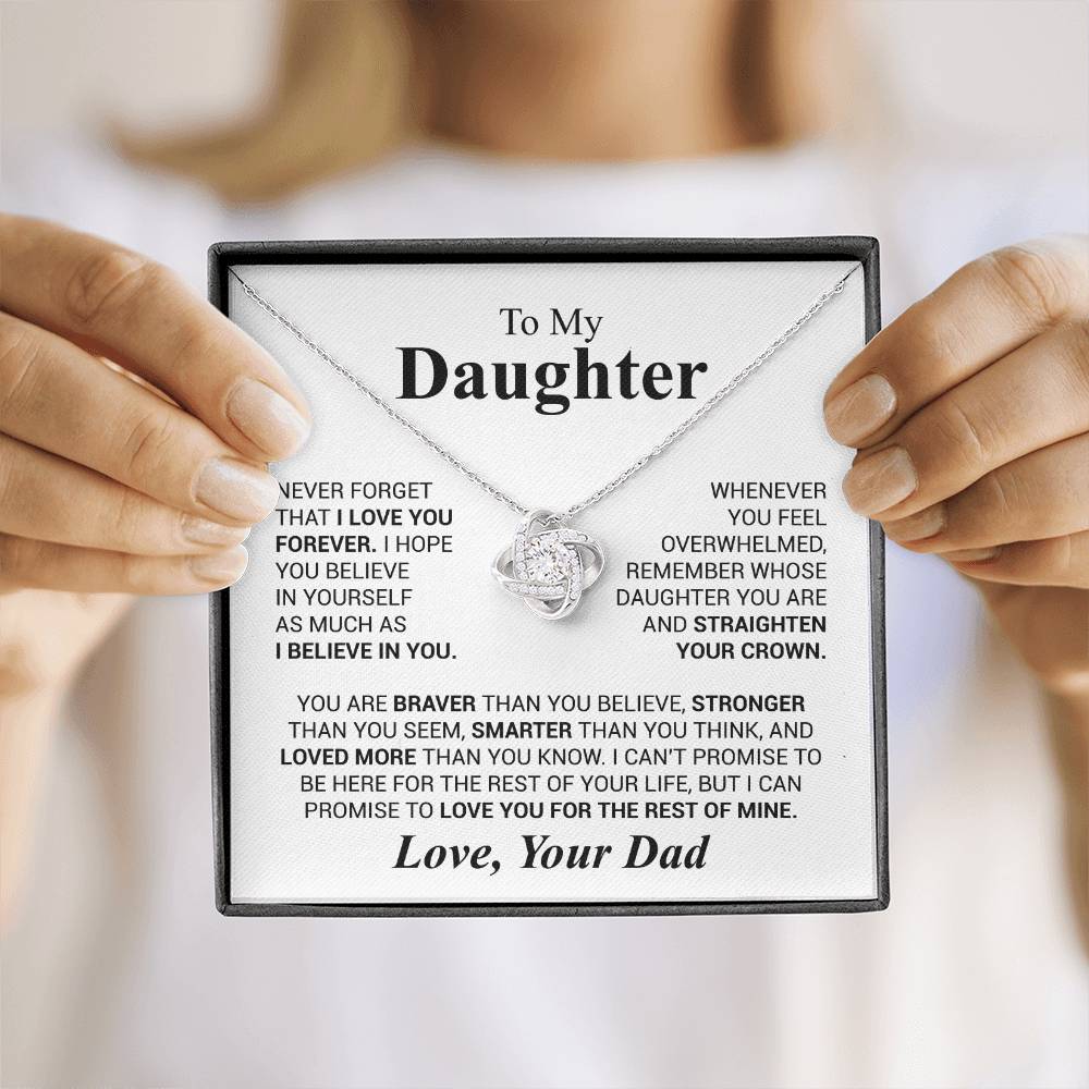 To My Daughter Necklace Gift From Dad, Daughter Graduation Gift, Daughter Necklace, Christmas Daughter Gift, PERFECT GIFT FOR Daughter, Daughter Gift From Dad on Her Birthday, Love Knot Necklace, Daughter Christmas Gift, Daughter Graduation Gift.