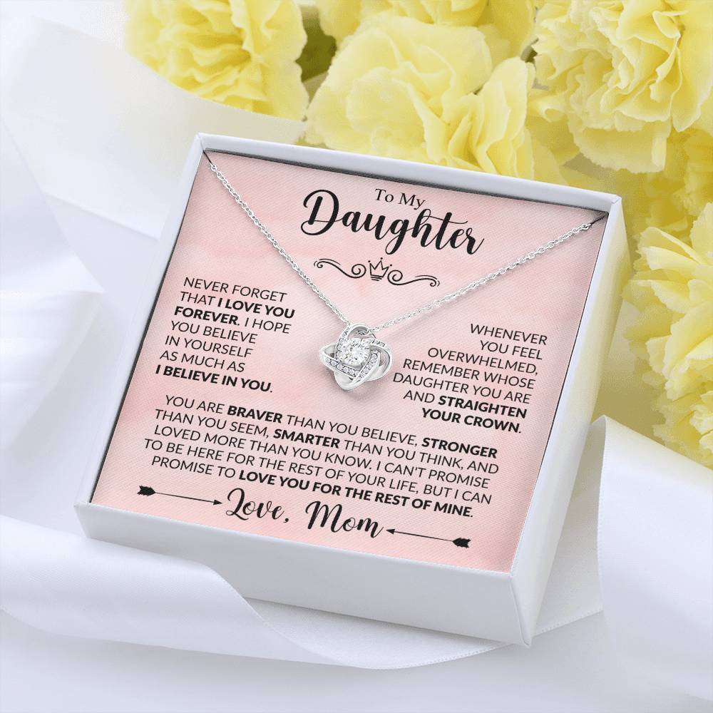 To My Daughter Necklace, Love Knot Gift, Xmas Jewel From Mom, Birthday & Valentine's, Daughter Jewelry, Gift From Mother