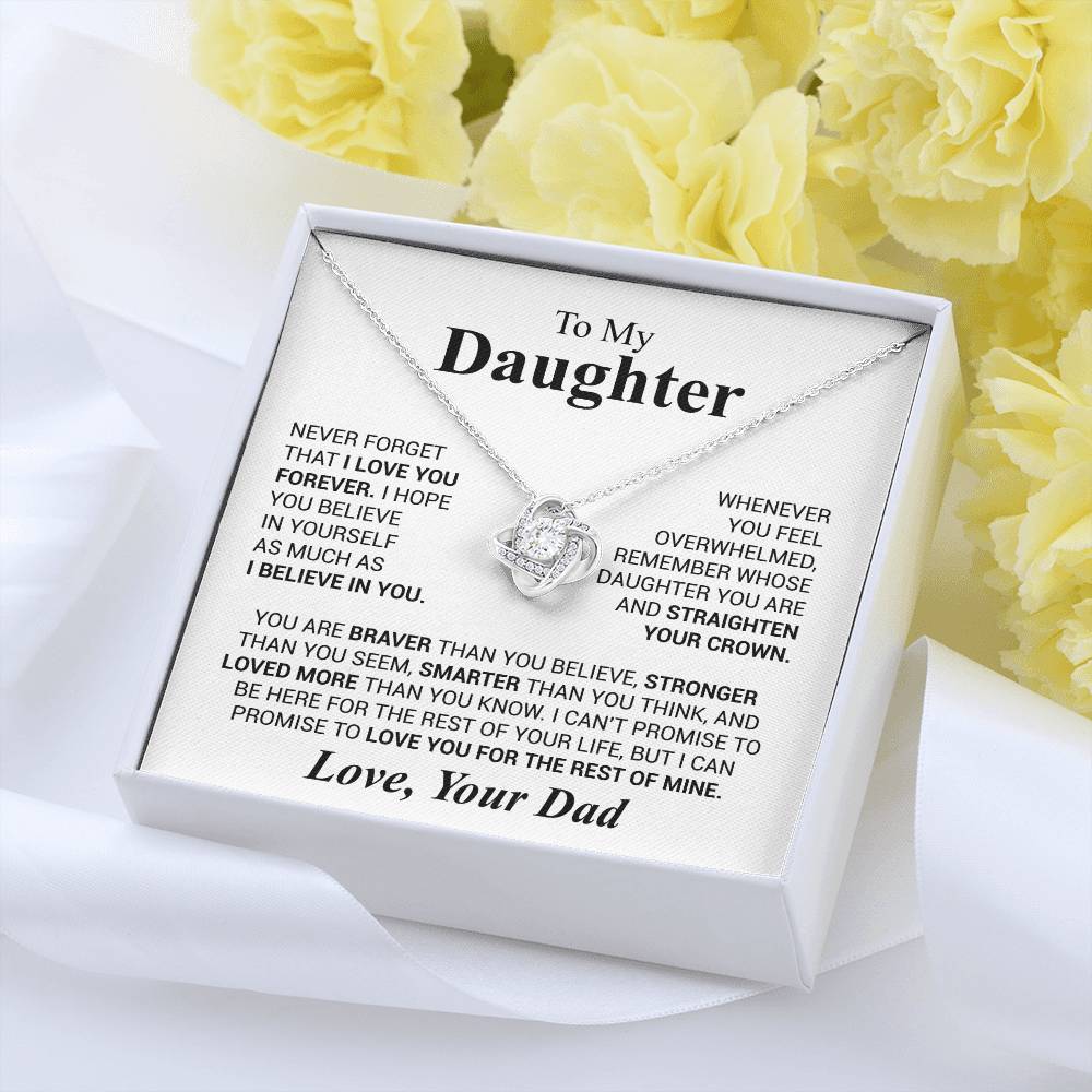 To My Daughter Necklace Gift From Dad, Daughter Graduation Gift, Daughter Necklace, Christmas Daughter Gift, PERFECT GIFT FOR Daughter, Daughter Gift From Dad on Her Birthday, Love Knot Necklace, Daughter Christmas Gift, Daughter Graduation Gift.