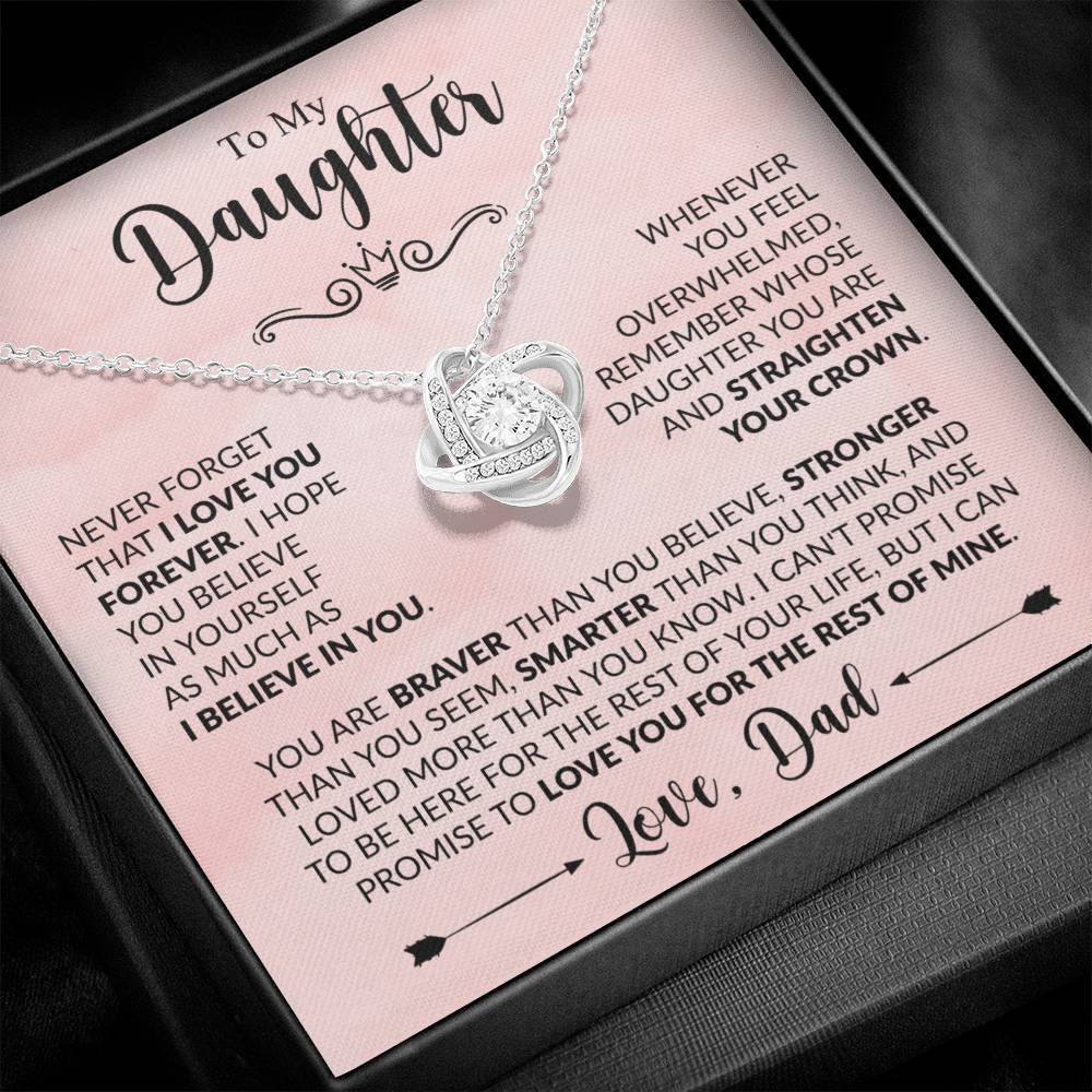 To My Daughter Xmas Necklace, Love Knot Jewelry, Birthday & Valentine's Gift from Father, Dad to Daughter Jewelry, Sentimental Gift