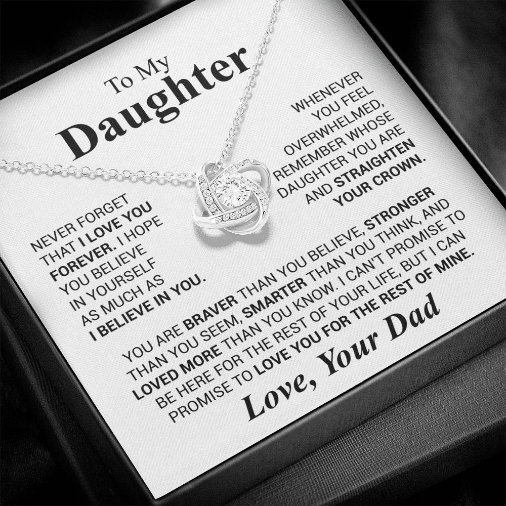 To My Daughter Necklace Gift From Dad, Daughter Graduation Gift, Daughter Necklace, Christmas Daughter Gift, PERFECT GIFT FOR Daughter, Daughter Gift From Dad on Her Birthday, Love Knot Necklace, Daughter Christmas Gift, Daughter Graduation Gift.