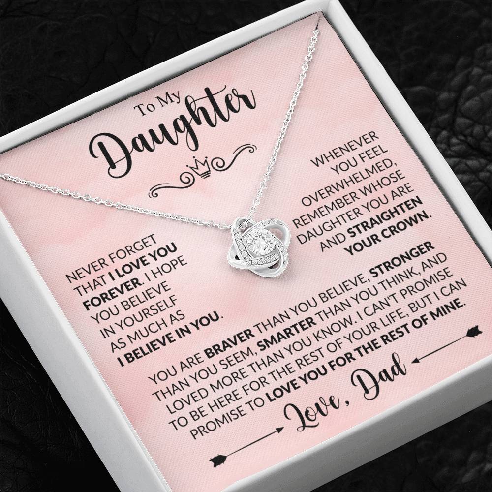 To My Daughter Xmas Necklace, Love Knot Jewelry, Birthday & Valentine's Gift from Father, Dad to Daughter Jewelry, Sentimental Gift