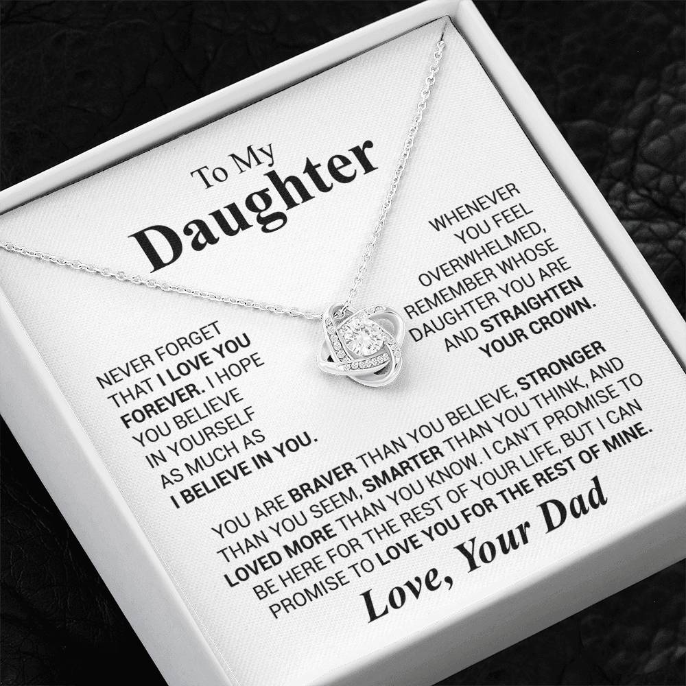 To My Daughter Necklace Gift From Dad, Daughter Graduation Gift, Daughter Necklace, Christmas Daughter Gift, PERFECT GIFT FOR Daughter, Daughter Gift From Dad on Her Birthday, Love Knot Necklace, Daughter Christmas Gift, Daughter Graduation Gift.