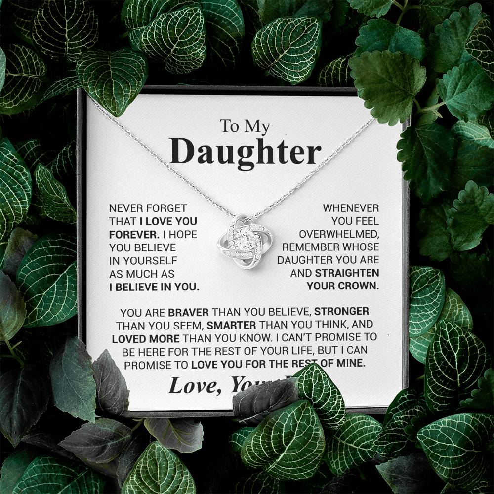 To My Daughter Necklace Gift From Dad, Daughter Graduation Gift, Daughter Necklace, Christmas Daughter Gift, PERFECT GIFT FOR Daughter, Daughter Gift From Dad on Her Birthday, Love Knot Necklace, Daughter Christmas Gift, Daughter Graduation Gift.