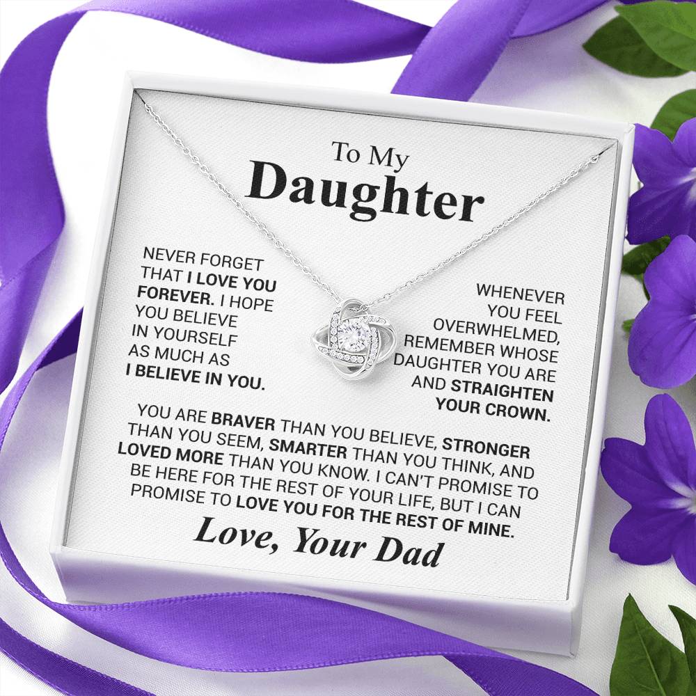 To My Daughter Necklace Gift From Dad, Daughter Graduation Gift, Daughter Necklace, Christmas Daughter Gift, PERFECT GIFT FOR Daughter, Daughter Gift From Dad on Her Birthday, Love Knot Necklace, Daughter Christmas Gift, Daughter Graduation Gift.