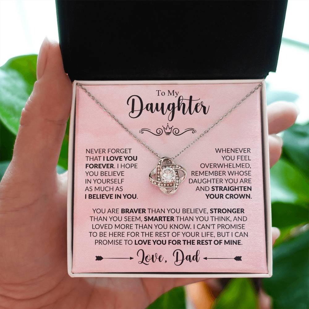 To My Daughter Xmas Necklace, Love Knot Jewelry, Birthday & Valentine's Gift from Father, Dad to Daughter Jewelry, Sentimental Gift