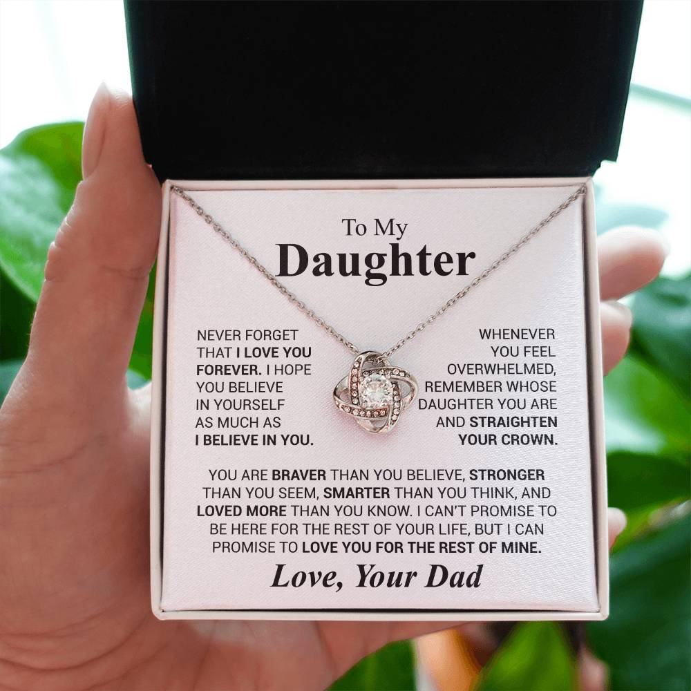 To My Daughter Necklace Gift From Dad, Daughter Graduation Gift, Daughter Necklace, Christmas Daughter Gift, PERFECT GIFT FOR Daughter, Daughter Gift From Dad on Her Birthday, Love Knot Necklace, Daughter Christmas Gift, Daughter Graduation Gift.