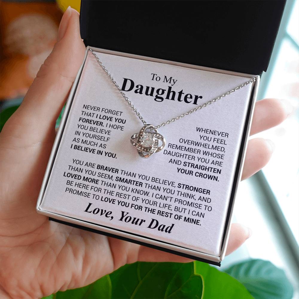 To My Daughter Necklace Gift From Dad, Daughter Graduation Gift, Daughter Necklace, Christmas Daughter Gift, PERFECT GIFT FOR Daughter, Daughter Gift From Dad on Her Birthday, Love Knot Necklace, Daughter Christmas Gift, Daughter Graduation Gift.