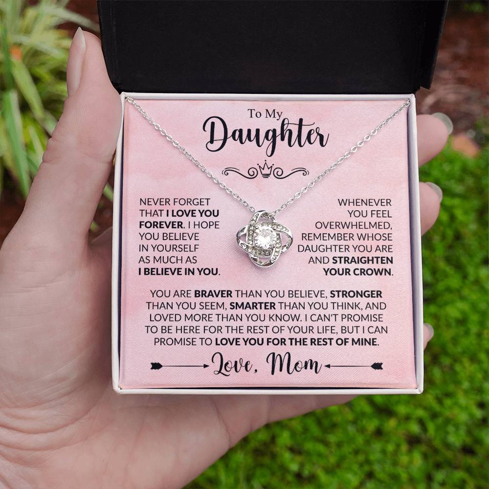 To My Daughter Necklace, Love Knot Gift, Xmas Jewel From Mom, Birthday & Valentine's, Daughter Jewelry, Gift From Mother