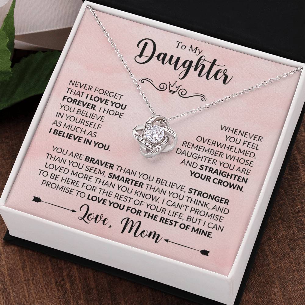 To My Daughter Necklace, Love Knot Gift, Xmas Jewel From Mom, Birthday & Valentine's, Daughter Jewelry, Gift From Mother