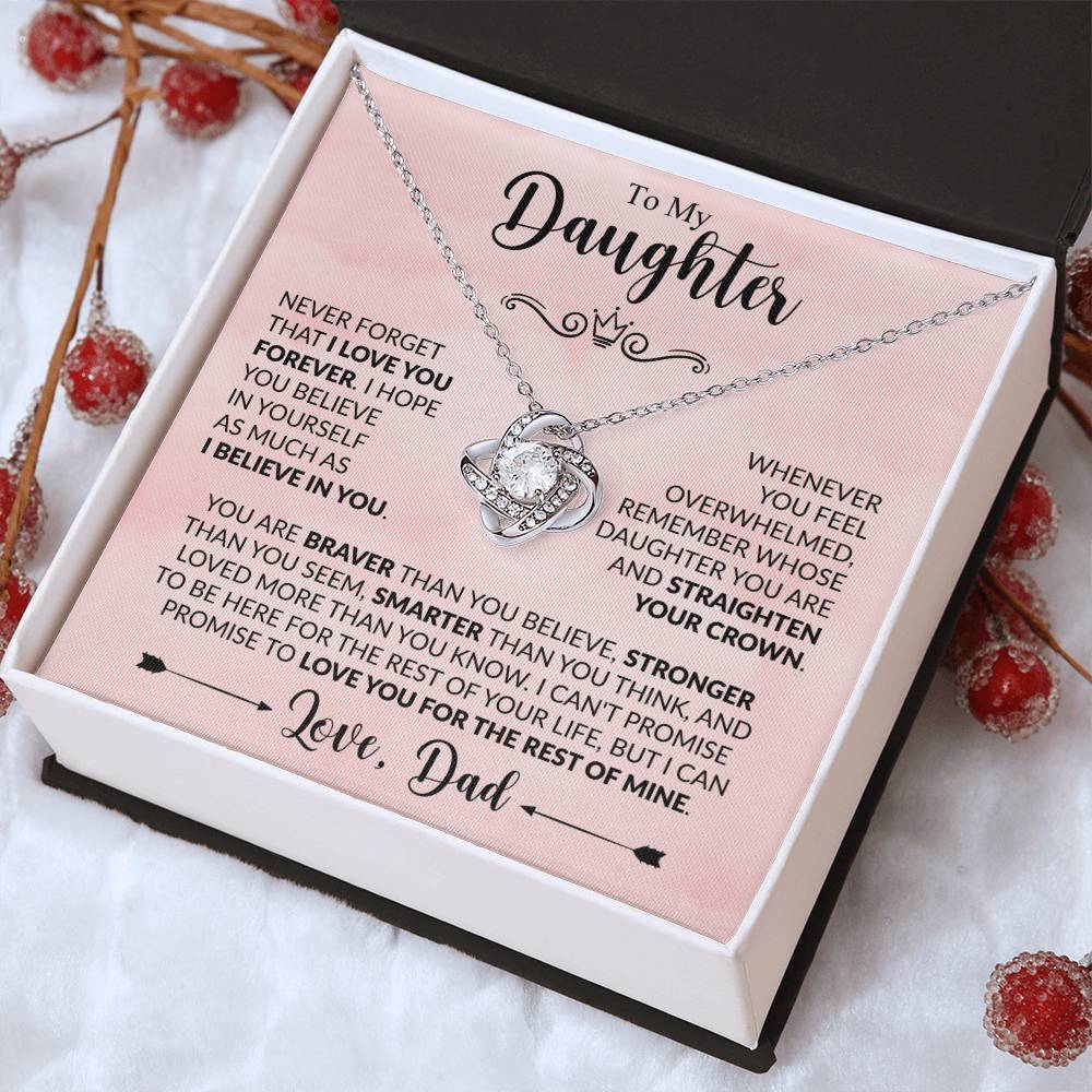 To My Daughter Xmas Necklace, Love Knot Jewelry, Birthday & Valentine's Gift from Father, Dad to Daughter Jewelry, Sentimental Gift