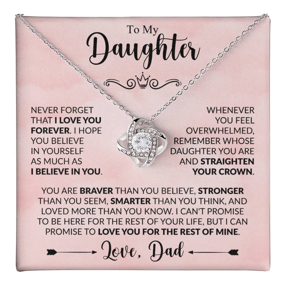 To My Daughter Xmas Necklace, Love Knot Jewelry, Birthday & Valentine's Gift from Father, Dad to Daughter Jewelry, Sentimental Gift