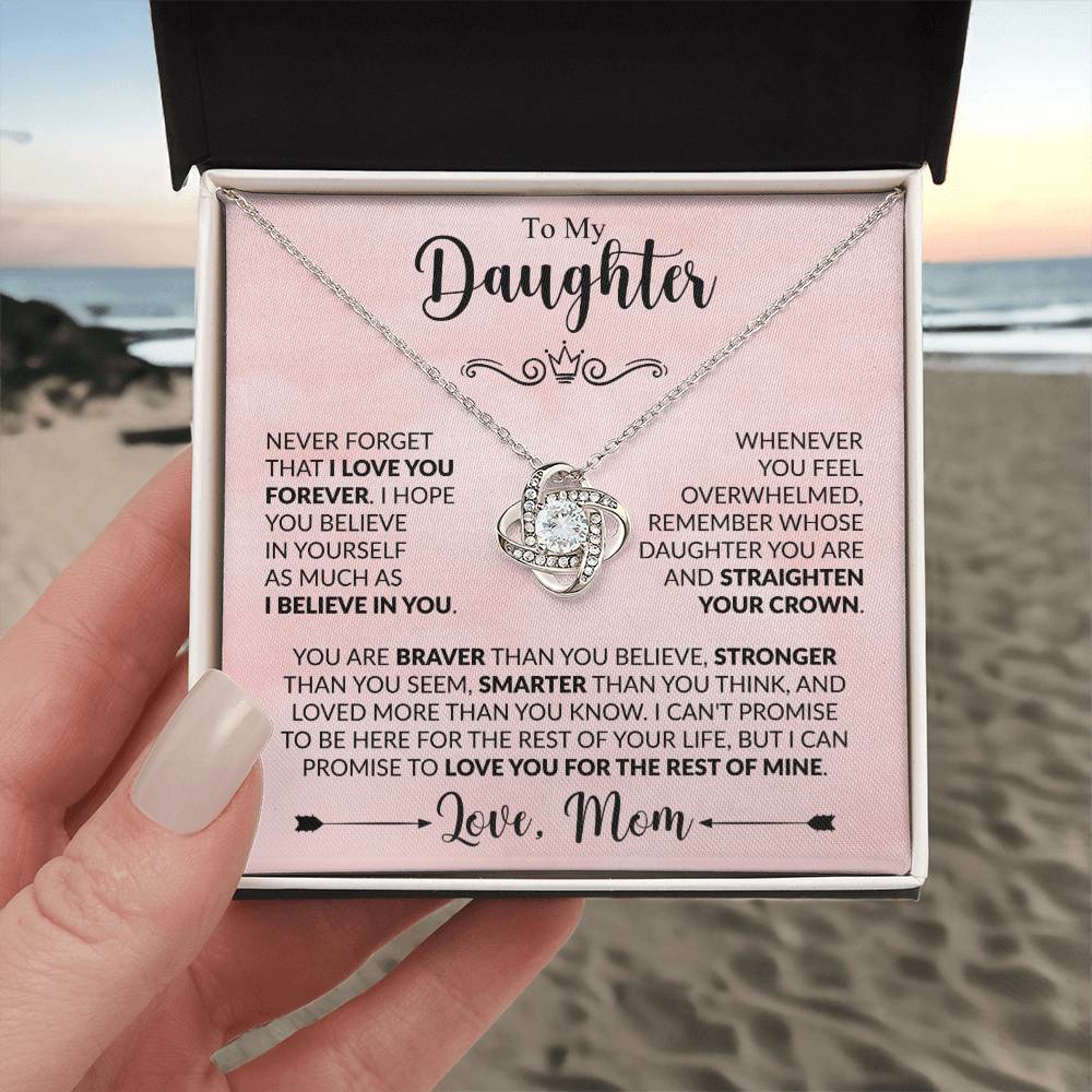 To My Daughter Necklace, Love Knot Gift, Xmas Jewel From Mom, Birthday & Valentine's, Daughter Jewelry, Gift From Mother