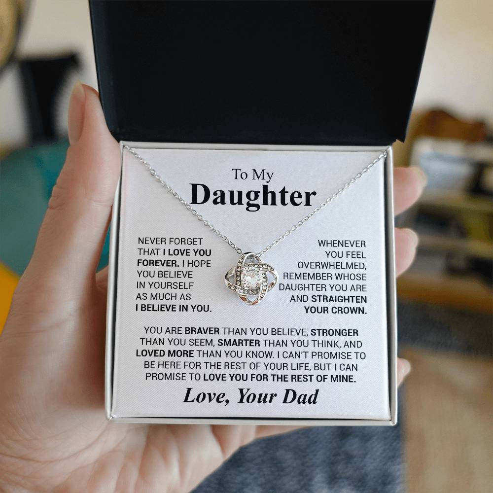 To My Daughter Necklace Gift From Dad, Daughter Graduation Gift, Daughter Necklace, Christmas Daughter Gift, PERFECT GIFT FOR Daughter, Daughter Gift From Dad on Her Birthday, Love Knot Necklace, Daughter Christmas Gift, Daughter Graduation Gift.