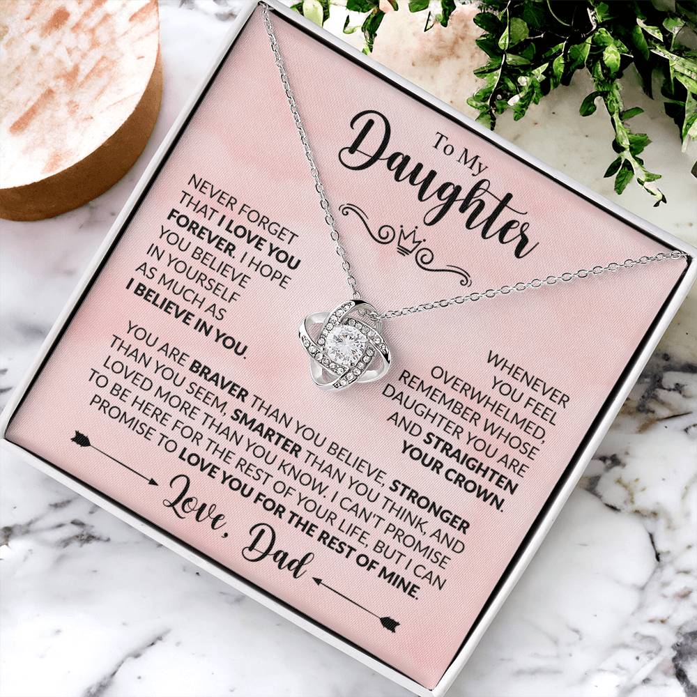 To My Daughter Xmas Necklace, Love Knot Jewelry, Birthday & Valentine's Gift from Father, Dad to Daughter Jewelry, Sentimental Gift