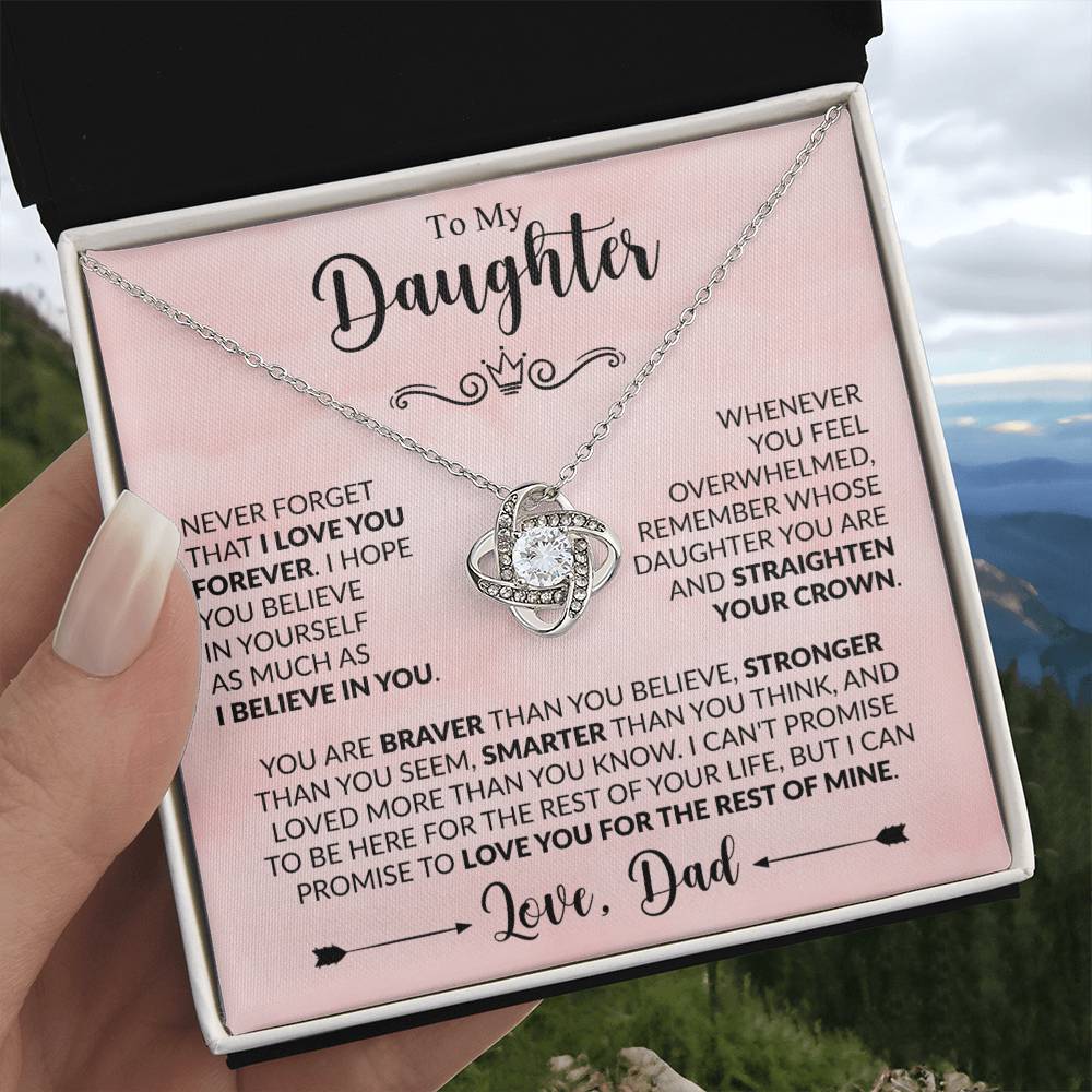 To My Daughter Xmas Necklace, Love Knot Jewelry, Birthday & Valentine's Gift from Father, Dad to Daughter Jewelry, Sentimental Gift