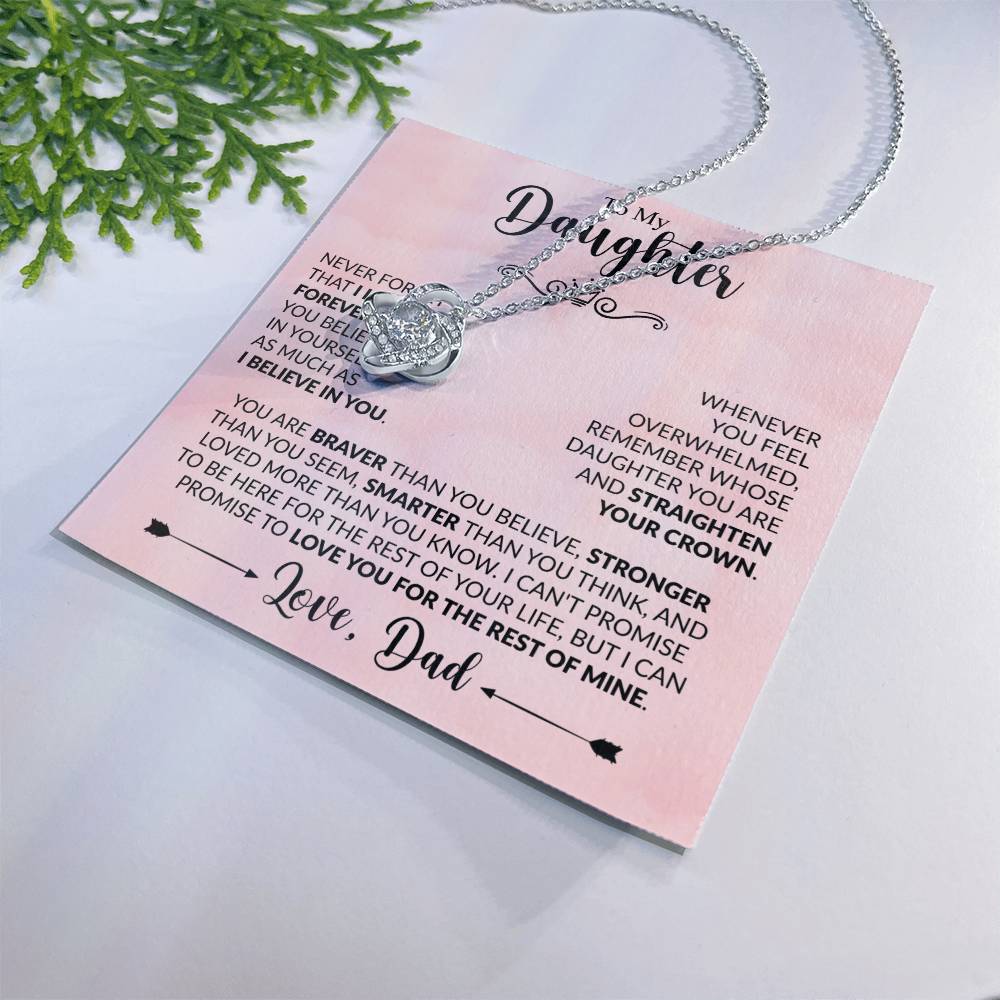 To My Daughter Xmas Necklace, Love Knot Jewelry, Birthday & Valentine's Gift from Father, Dad to Daughter Jewelry, Sentimental Gift