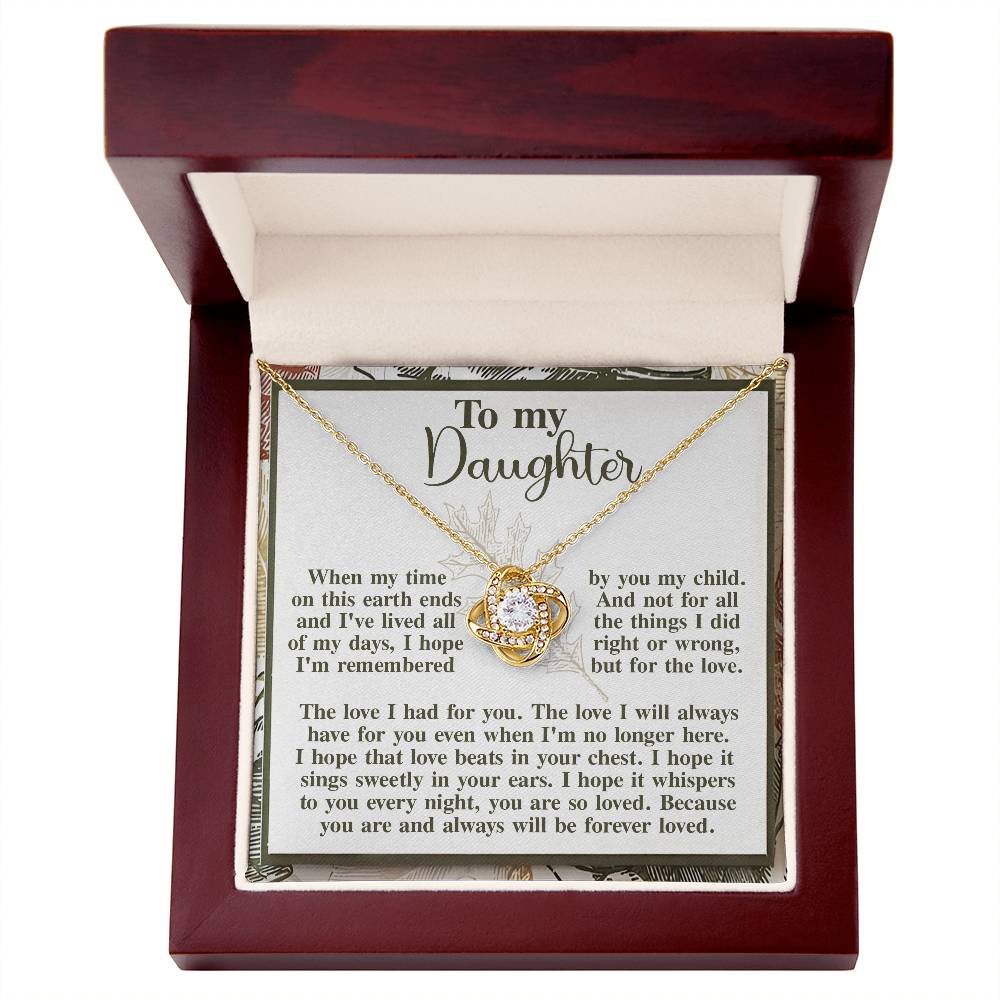 To my Daughter Love Knot Necklace Daughter-In Your Ears