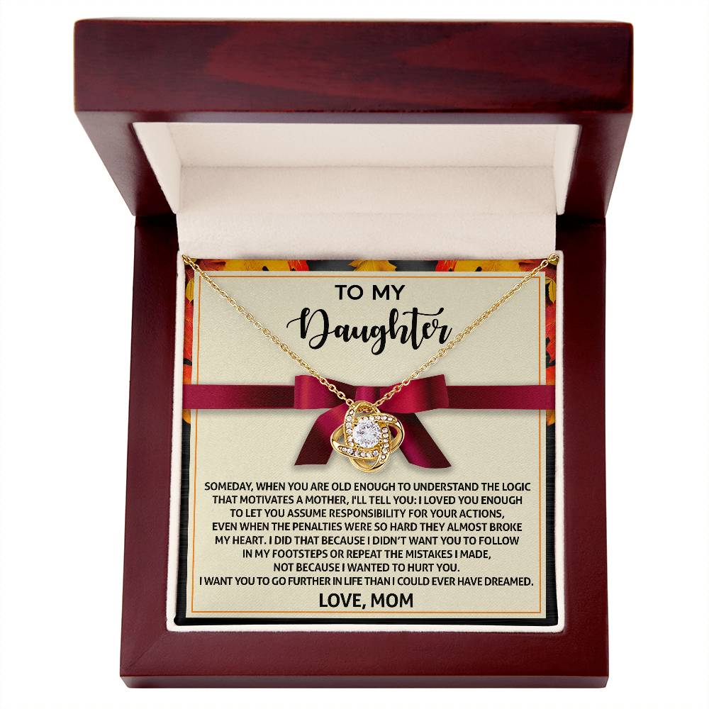 To My Daughter-Further In Life Love Knot Necklace Love Mom