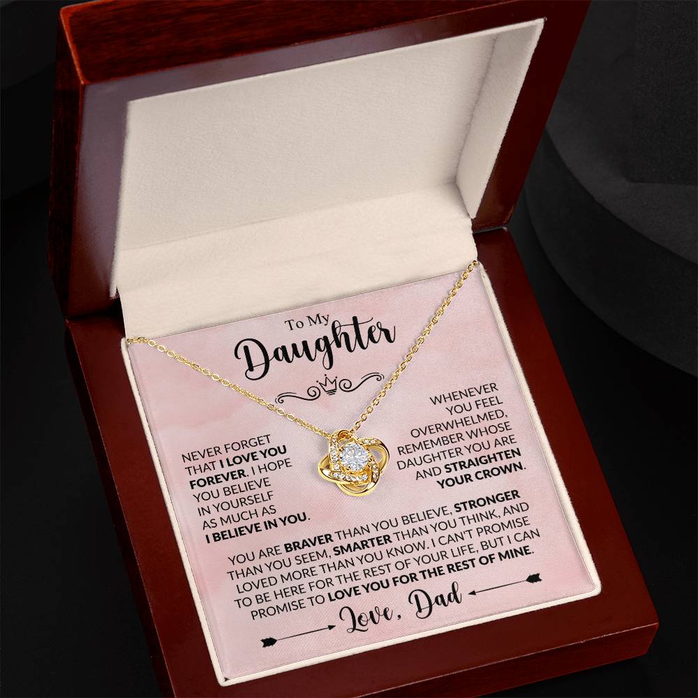 To My Daughter Xmas Necklace, Love Knot Jewelry, Birthday & Valentine's Gift from Father, Dad to Daughter Jewelry, Sentimental Gift