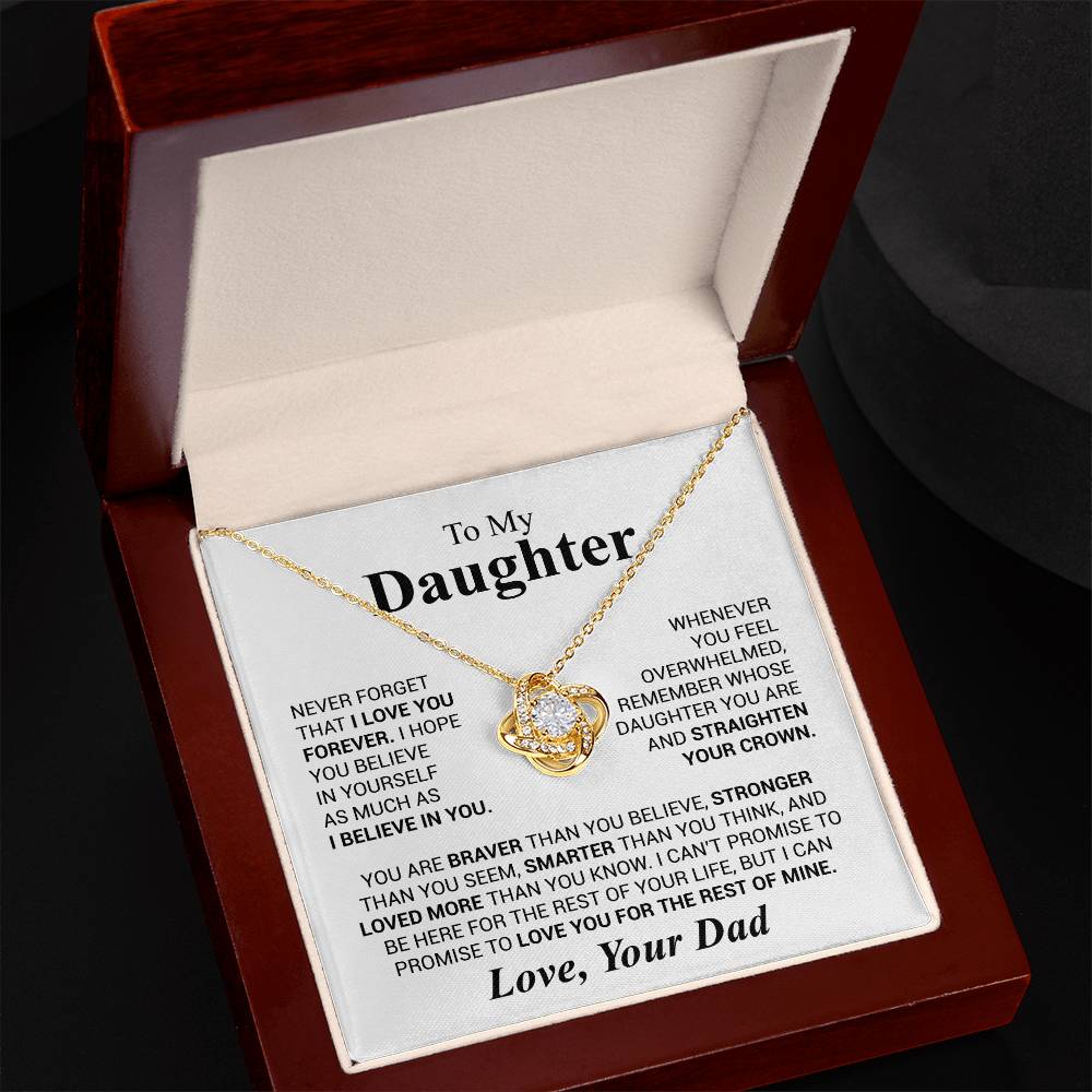 To My Daughter Necklace Gift From Dad, Daughter Graduation Gift, Daughter Necklace, Christmas Daughter Gift, PERFECT GIFT FOR Daughter, Daughter Gift From Dad on Her Birthday, Love Knot Necklace, Daughter Christmas Gift, Daughter Graduation Gift.