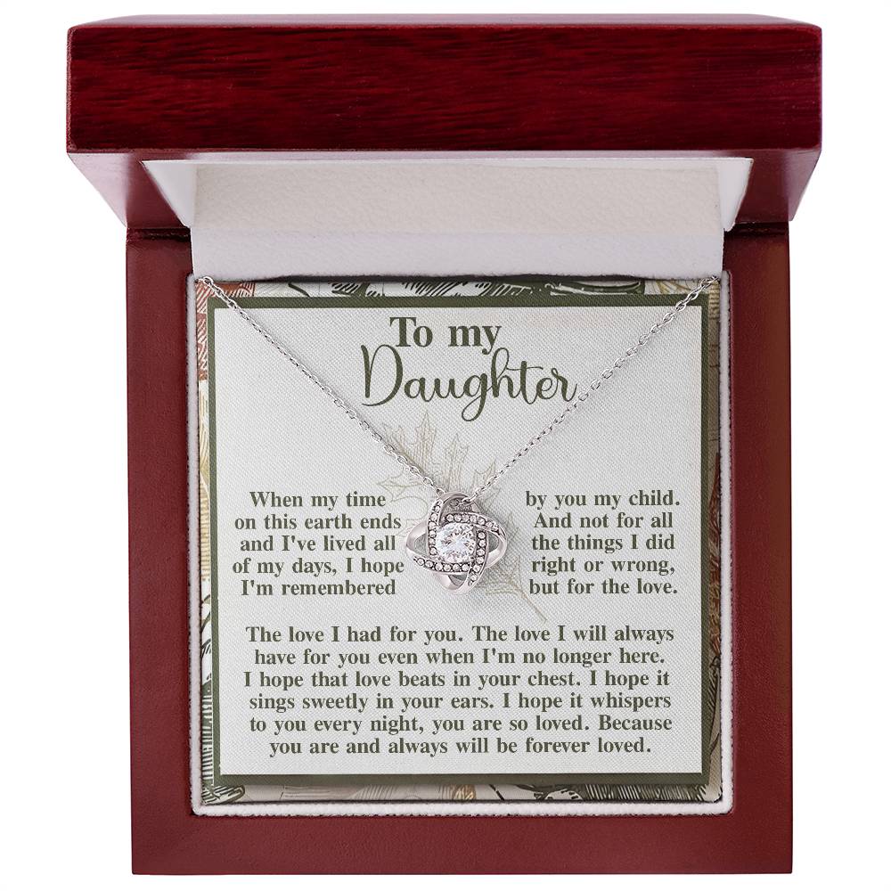 To my Daughter Love Knot Necklace Daughter-In Your Ears