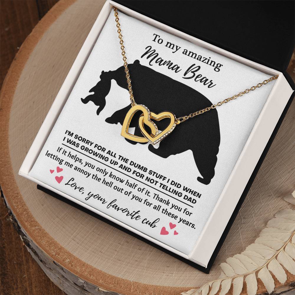 Mom-Not Telling Dad Interlocking Hearts necklace