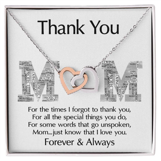 Mom-Thank You Interlocking Hearts necklace