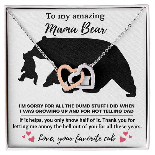 Mom-Not Telling Dad Interlocking Hearts necklace