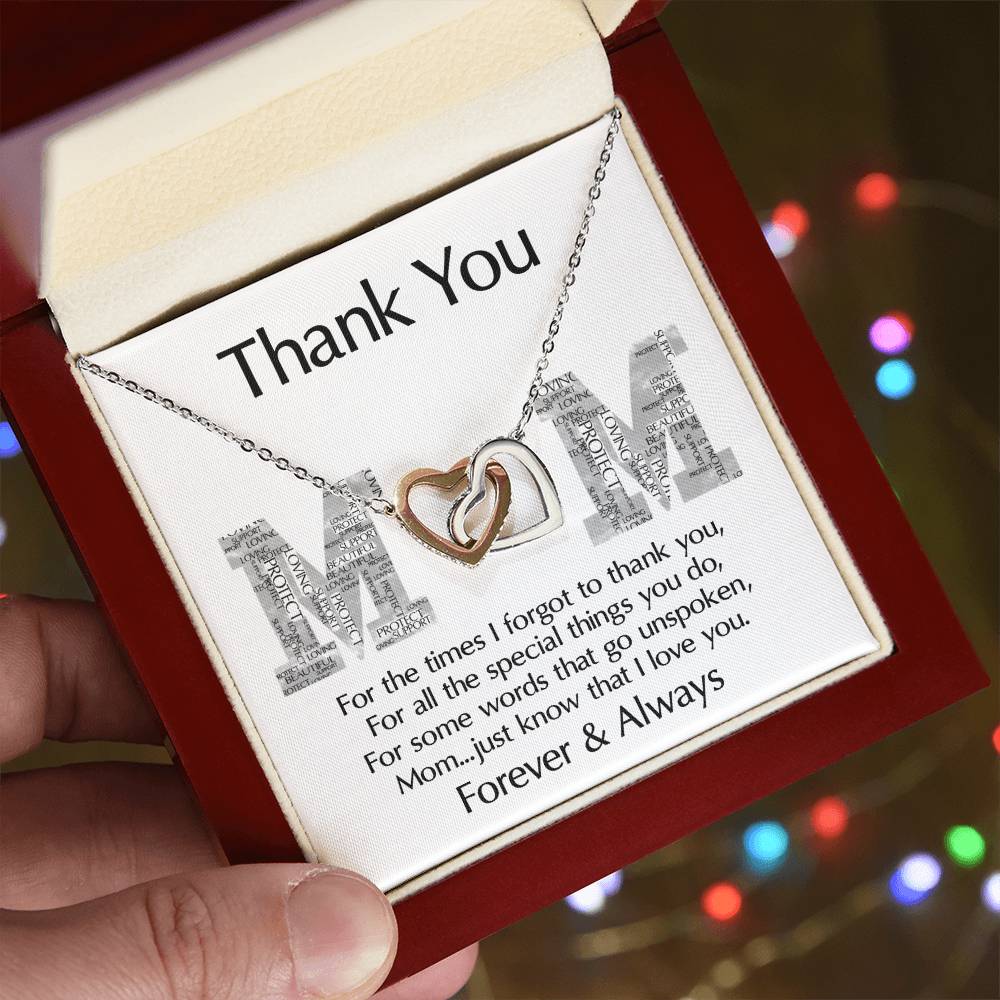 Mom-Thank You Interlocking Hearts necklace