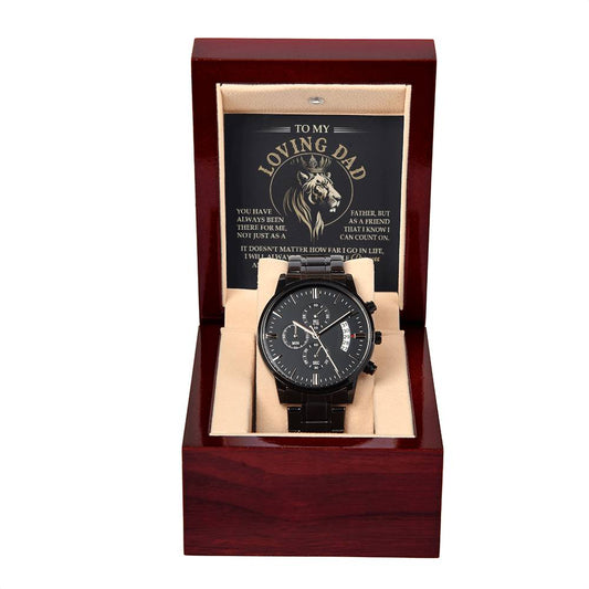 Dad-Be My King-Metal Chronograph Watch Black Chronograph Watch