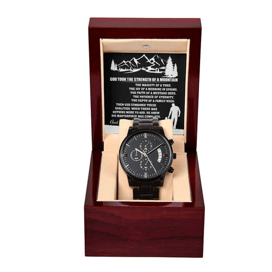 Dad-Called It Dad-Metal Chronograph Watch Black Chronograph Watch