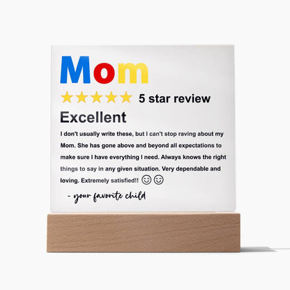 Mom - Five Stars Review - Acrylic Plaque