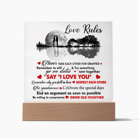 Love Rules-I Love You-Acrylic Square Acrylic Plaque!