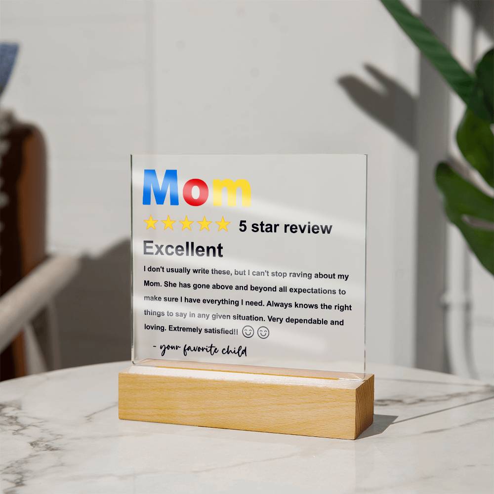 Mom - Five Stars Review - Acrylic Plaque