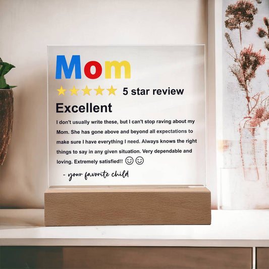 Mom - Five Stars Review - Acrylic Plaque