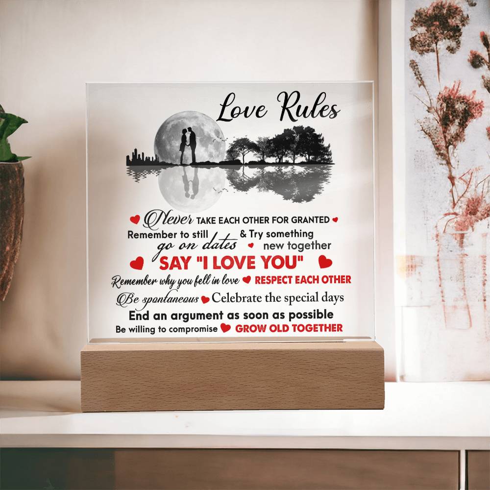 Love Rules-I Love You-Acrylic Square Acrylic Plaque!