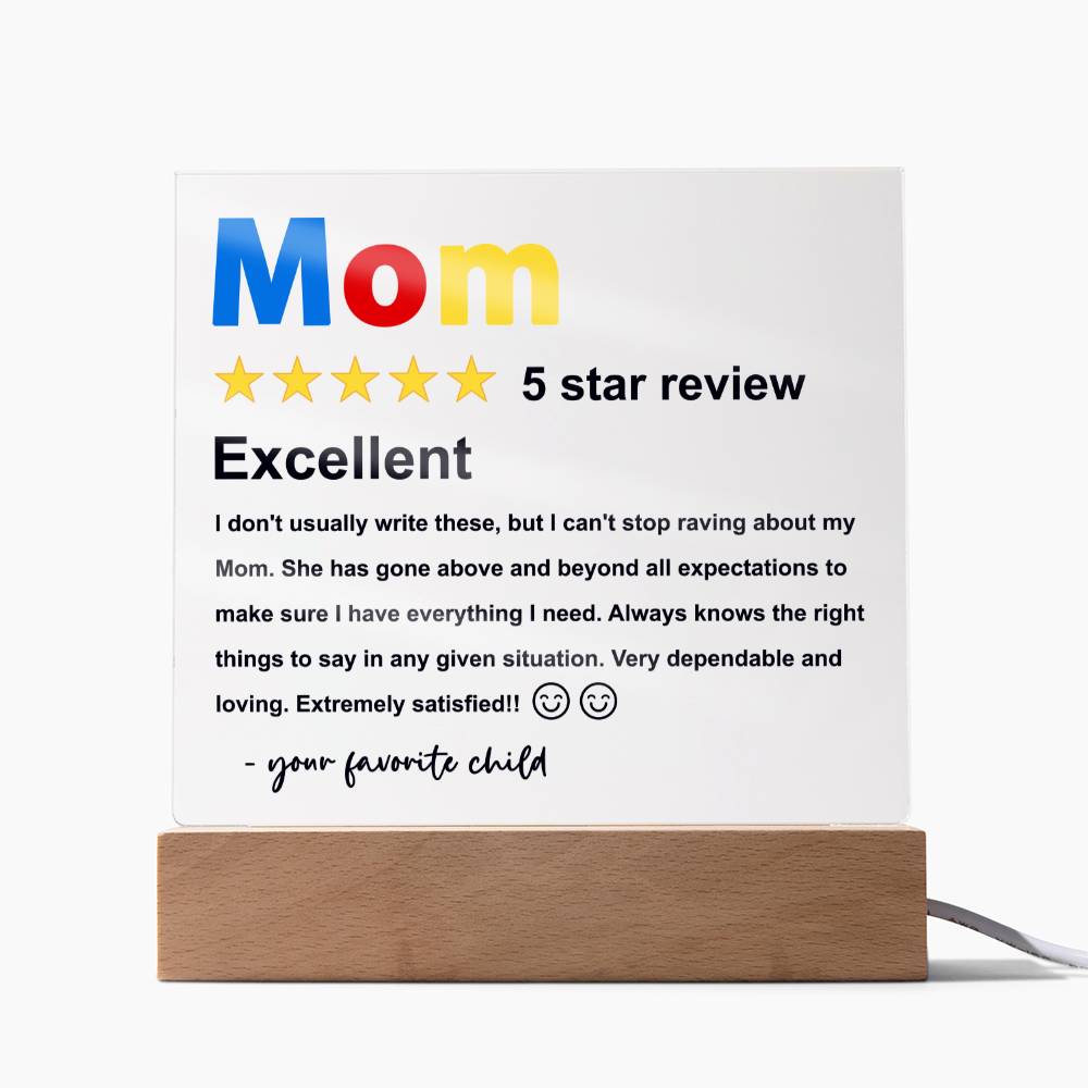 Mom - Five Stars Review - Acrylic Plaque