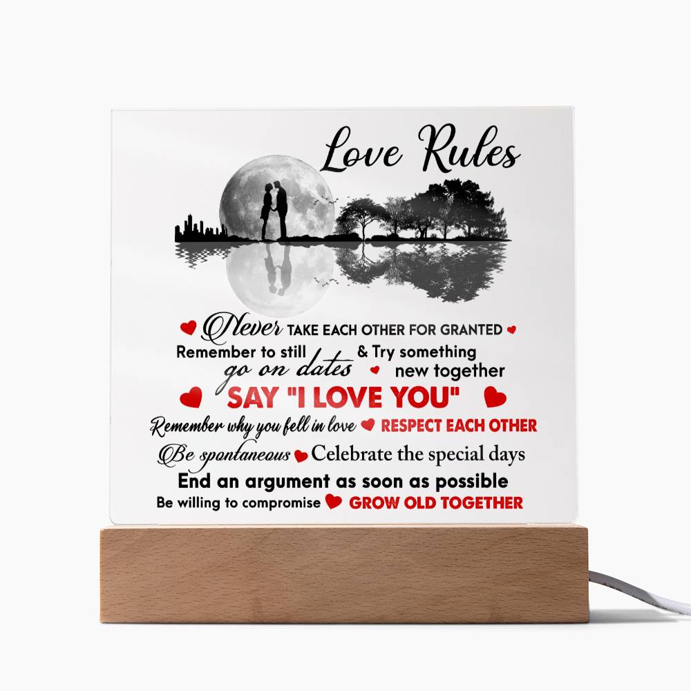 Love Rules-I Love You-Acrylic Square Acrylic Plaque!