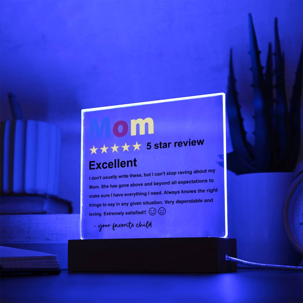 Mom - Five Stars Review - Acrylic Plaque