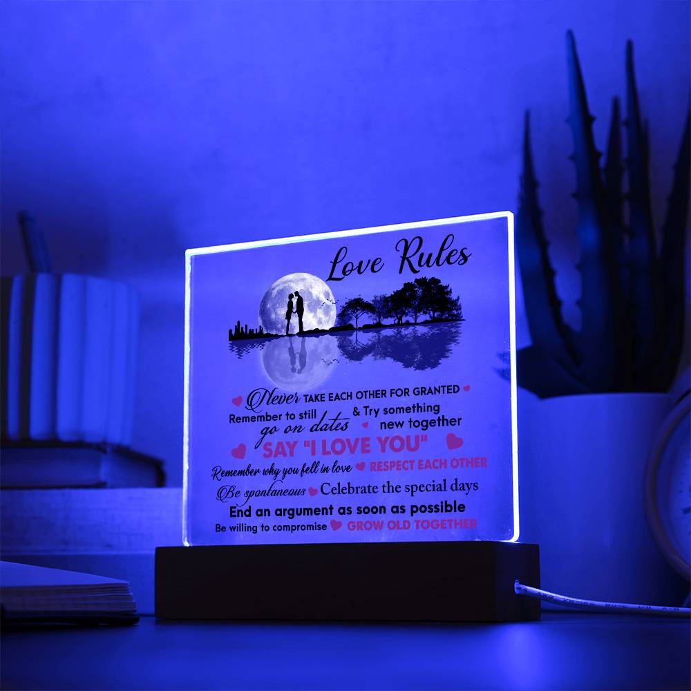 Love Rules-I Love You-Acrylic Square Acrylic Plaque!