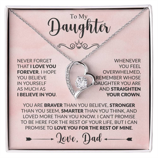 My Daughter - Straighten Your Crown - Silver Necklace | Personalized For Daughter, Birthday Present, From Dad, Christmas Bday Xmas Holidays