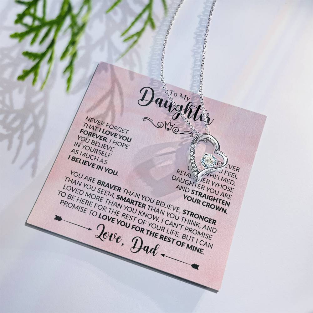 My Daughter - Straighten Your Crown - Silver Necklace | Personalized For Daughter, Birthday Present, From Dad, Christmas Bday Xmas Holidays