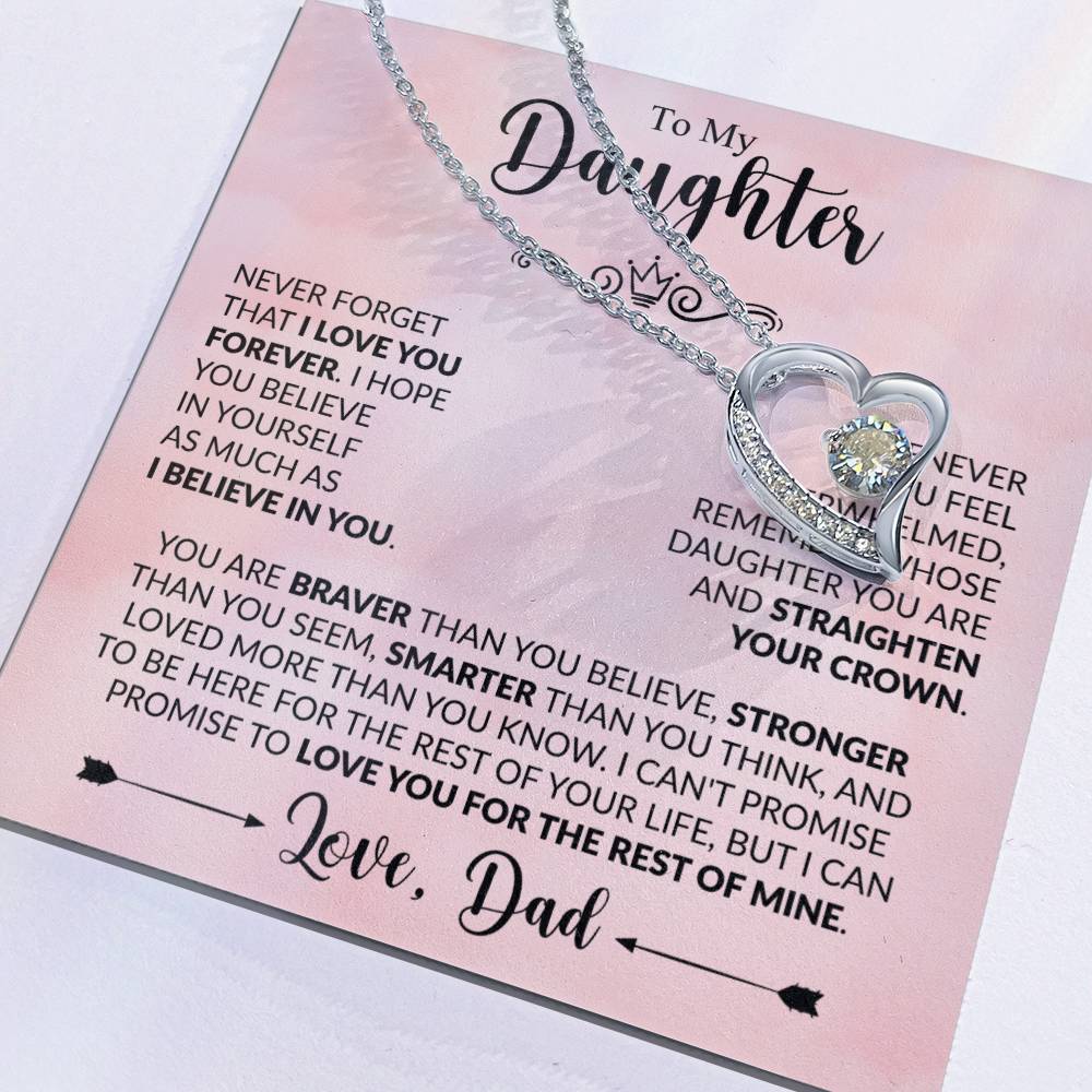 My Daughter - Straighten Your Crown - Silver Necklace | Personalized For Daughter, Birthday Present, From Dad, Christmas Bday Xmas Holidays