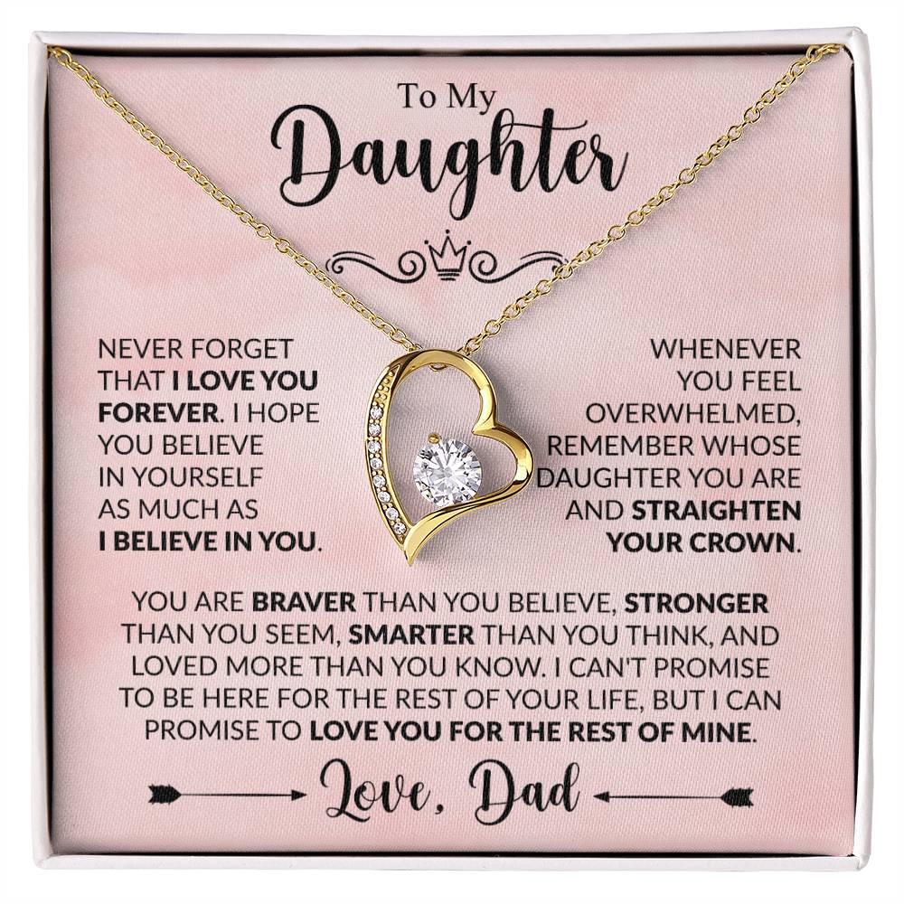 My Daughter - Straighten Your Crown - Silver Necklace | Personalized For Daughter, Birthday Present, From Dad, Christmas Bday Xmas Holidays