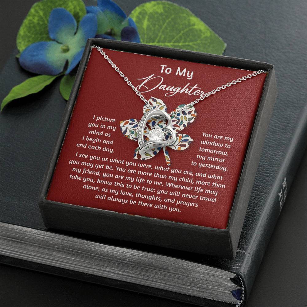 Daughter-To Be True Daughter-Saying A Word Forever Love Necklace for Daughter | Special Holiday Gift with Message Card